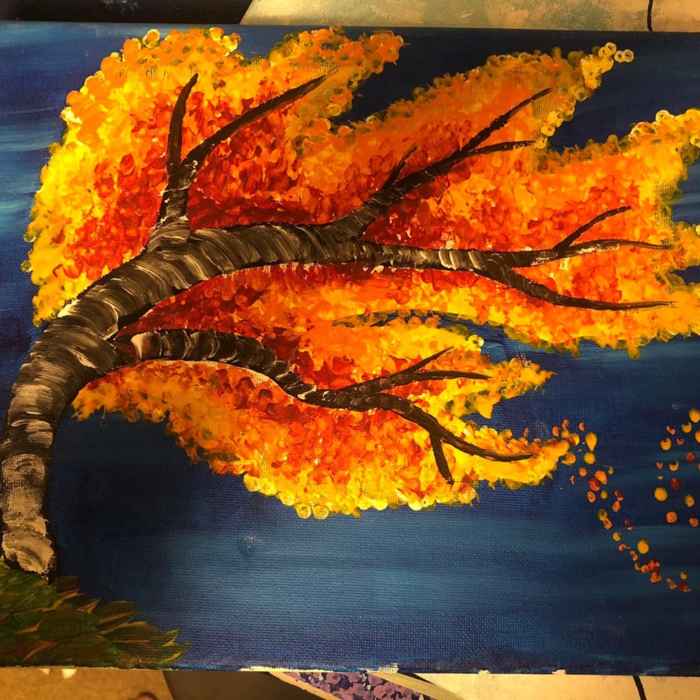 Vibrant Abstract Tree Art Canvas handmade by me